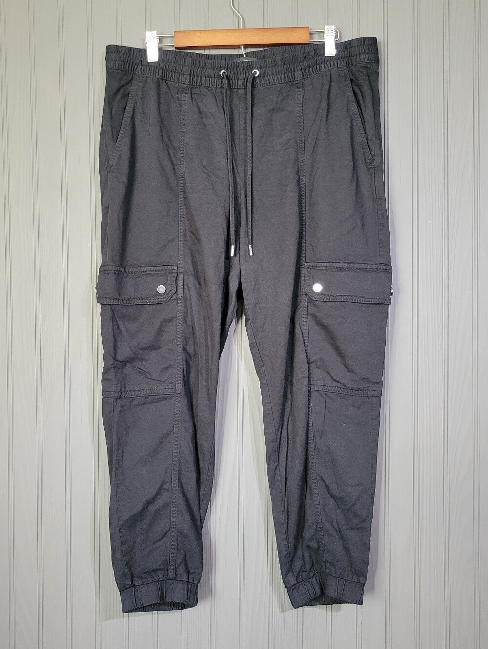 Banana Republic Cargo Jogger Pants Utility Pockets Elastic Black Women's Large